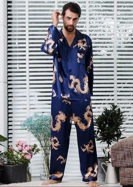 Couple Silk Satin Pajamas Pyjamas Set Long Sleeve Sleepwear Pijama Pajamas Suit Women And Man Sleep 2PC Set Loungewear Plus Size