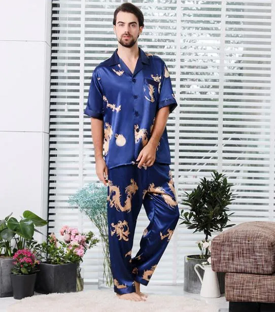 Couple Silk Satin Pajamas Pyjamas Set Long Sleeve Sleepwear Pijama Pajamas Suit Women And Man Sleep 2PC Set Loungewear Plus Size
