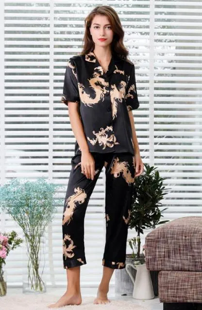 Couple Silk Satin Pajamas Pyjamas Set Long Sleeve Sleepwear Pijama Pajamas Suit Women And Man Sleep 2PC Set Loungewear Plus Size