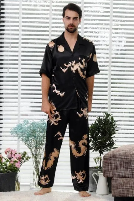 Couple Silk Satin Pajamas Pyjamas Set Long Sleeve Sleepwear Pijama Pajamas Suit Women And Man Sleep 2PC Set Loungewear Plus Size