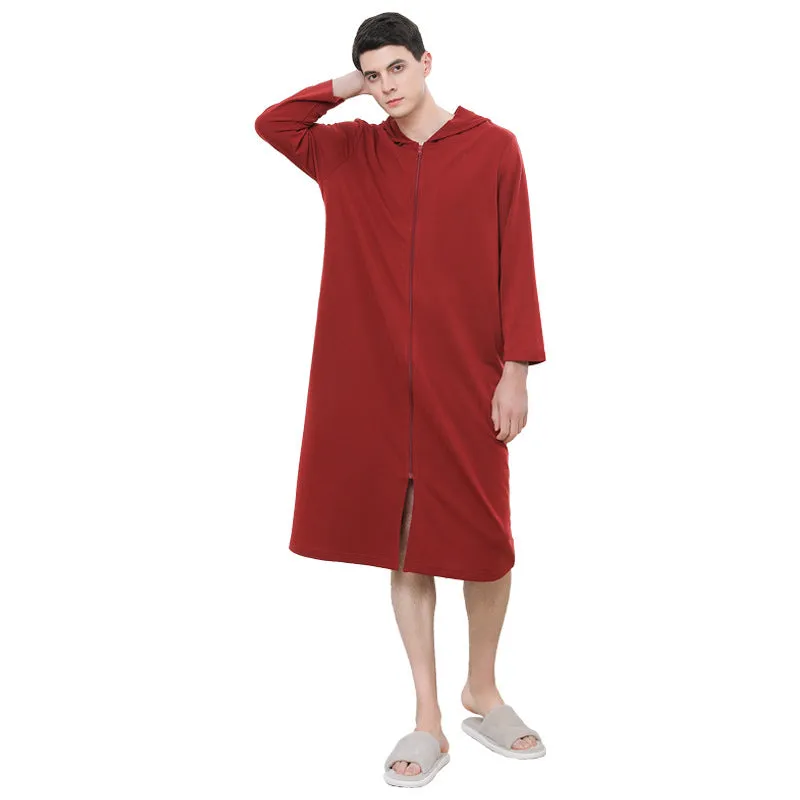 Cozy Hooded Zip Bathrobe Set for Couples - Lightweight Pajamas