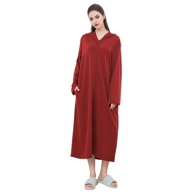 Cozy Hooded Zip Bathrobe Set for Couples - Lightweight Pajamas