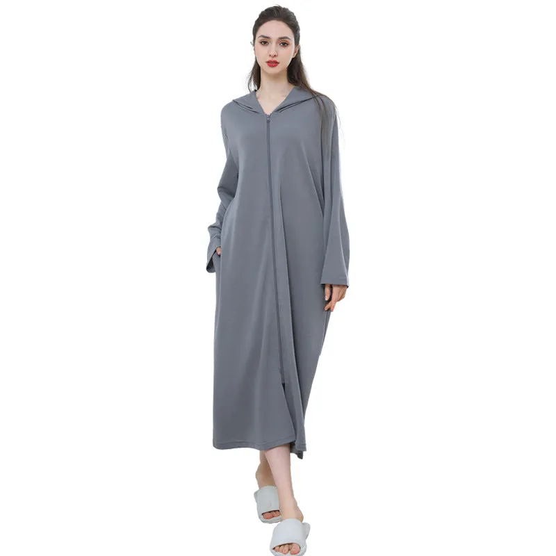 Cozy Hooded Zip Bathrobe Set for Couples - Lightweight Pajamas