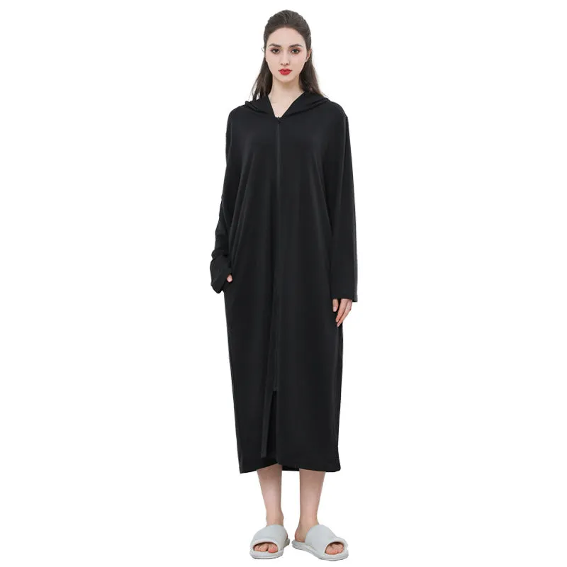Cozy Hooded Zip Bathrobe Set for Couples - Lightweight Pajamas