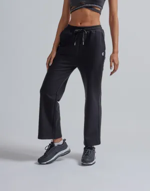 CRONOS WOMEN HIP LOGO FLARE PANTS【BLACK】