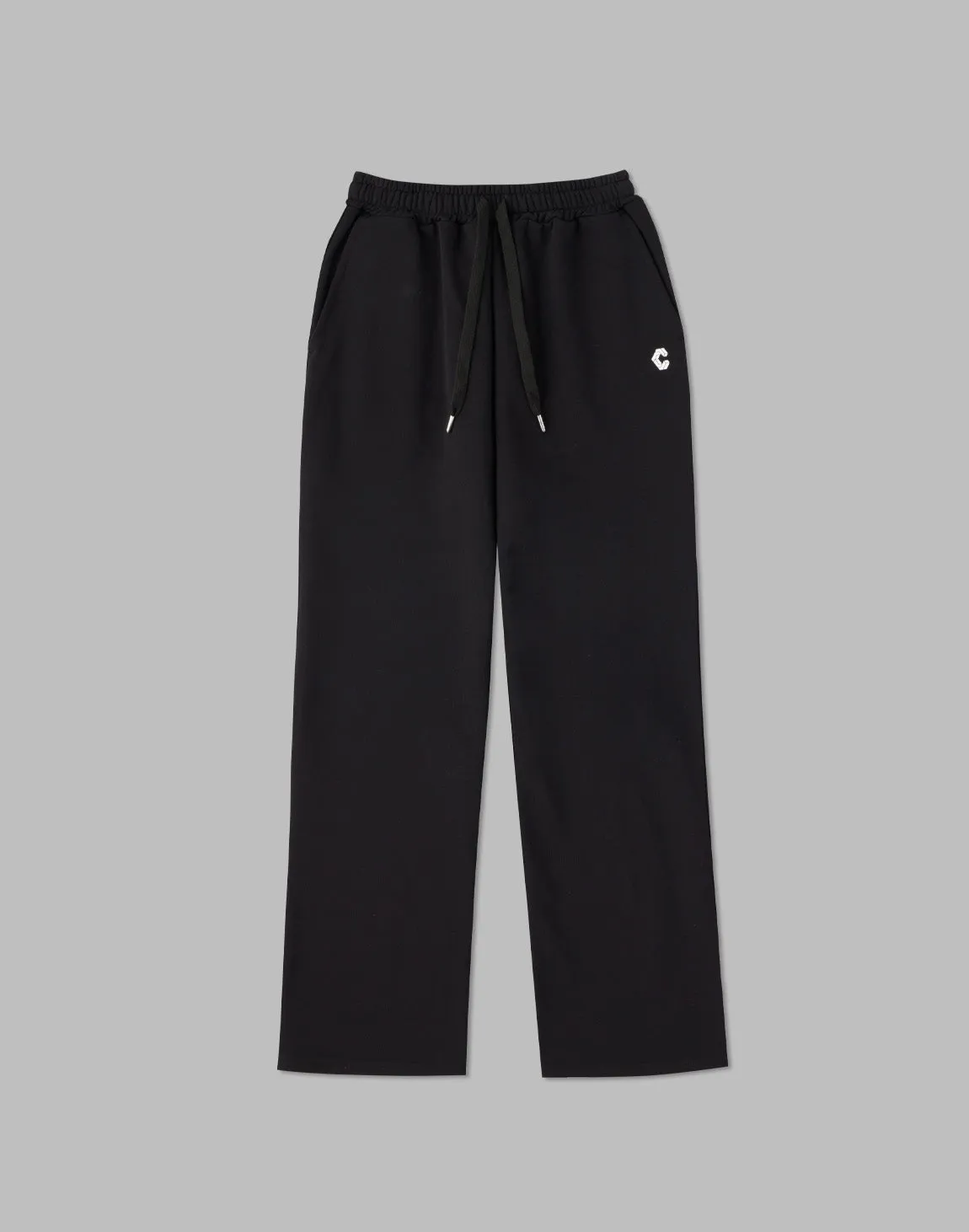 CRONOS WOMEN HIP LOGO FLARE PANTS【BLACK】