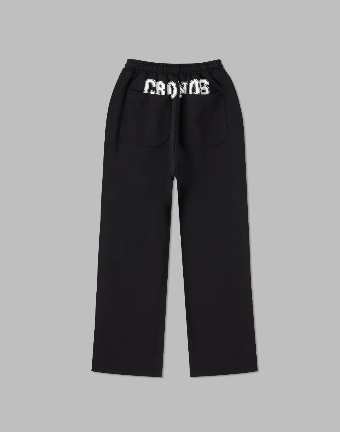 CRONOS WOMEN HIP LOGO FLARE PANTS【BLACK】