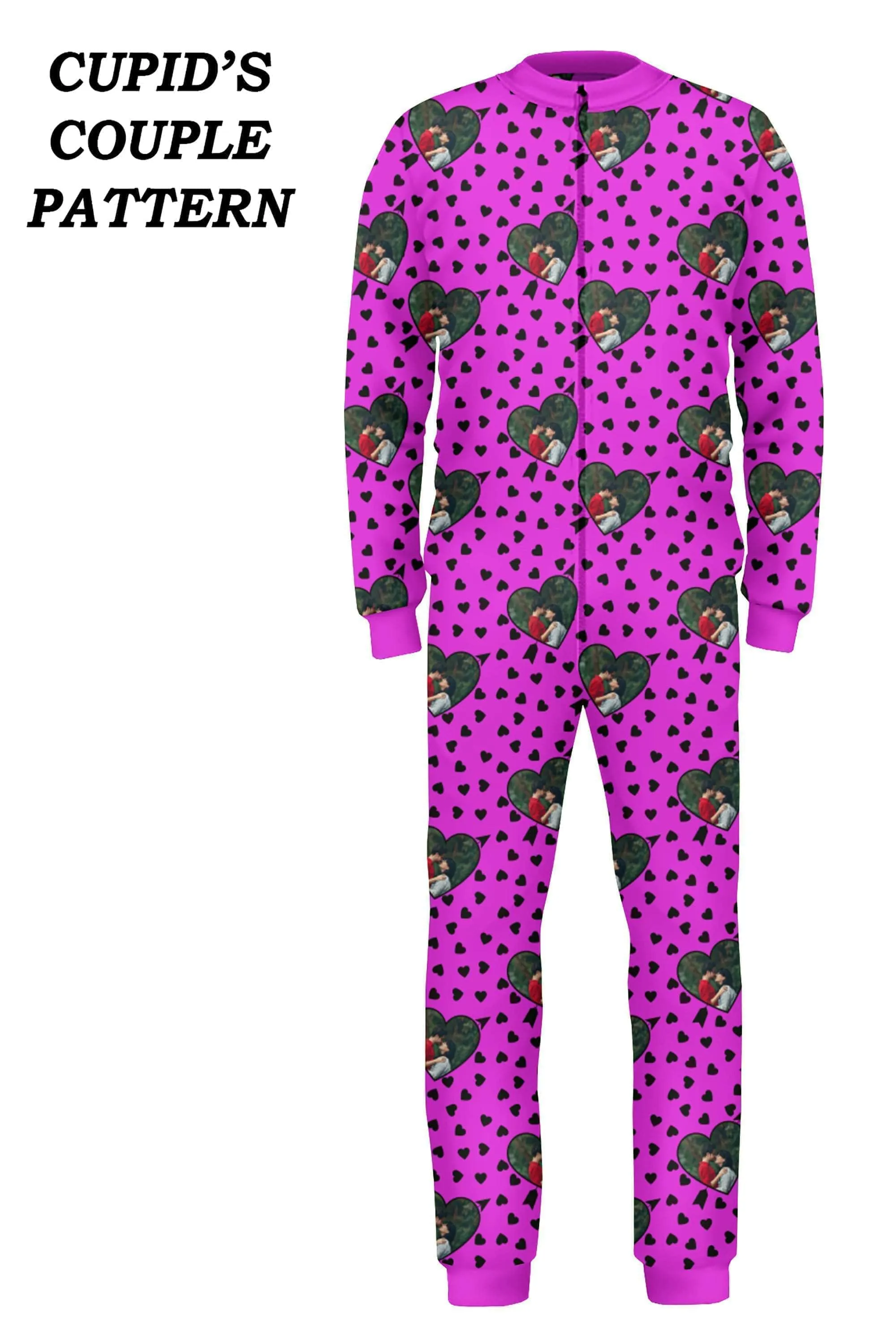Custom Adult Onesie Pajamas | Personalized Special Love Hearts / Lips Jumpsuit Pajamas