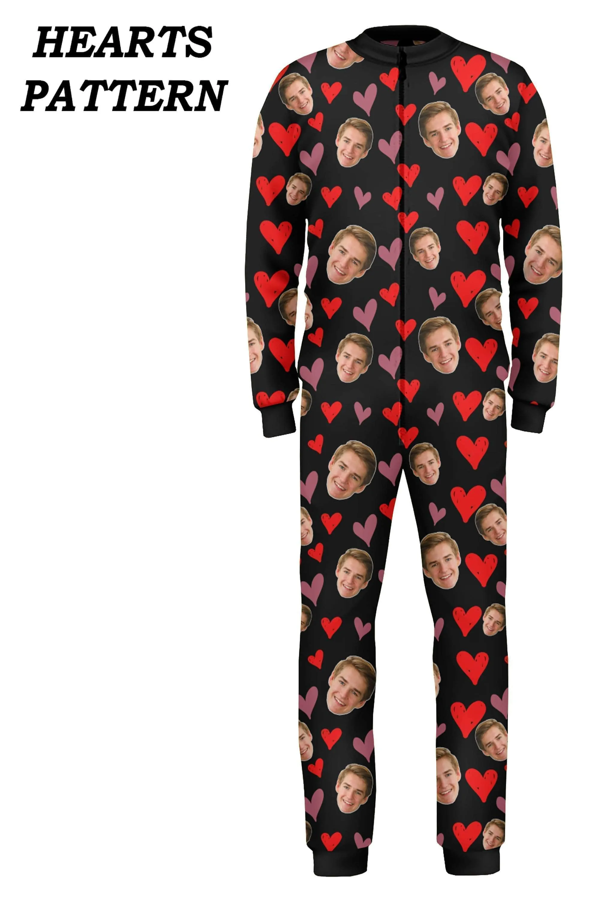 Custom Adult Onesie Pajamas | Personalized Special Love Hearts / Lips Jumpsuit Pajamas
