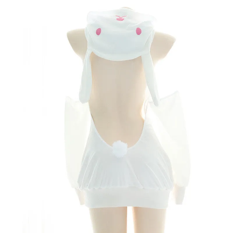 Cute Hooded Bunny Cat Paw Plush Pajamas Suit UB3410