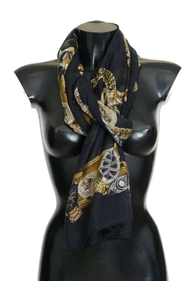 Dark Gray Cashmere Baroque Scarf