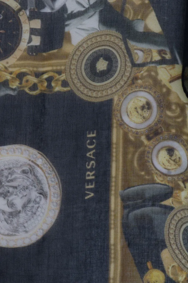 Dark Gray Cashmere Baroque Scarf
