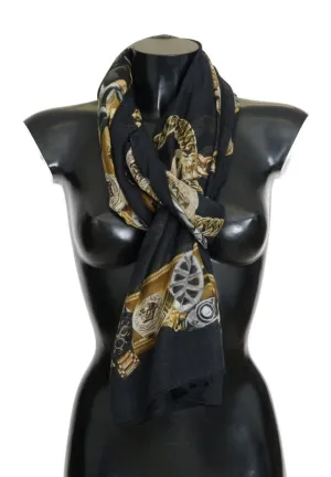 Dark Gray Cashmere Baroque Scarf