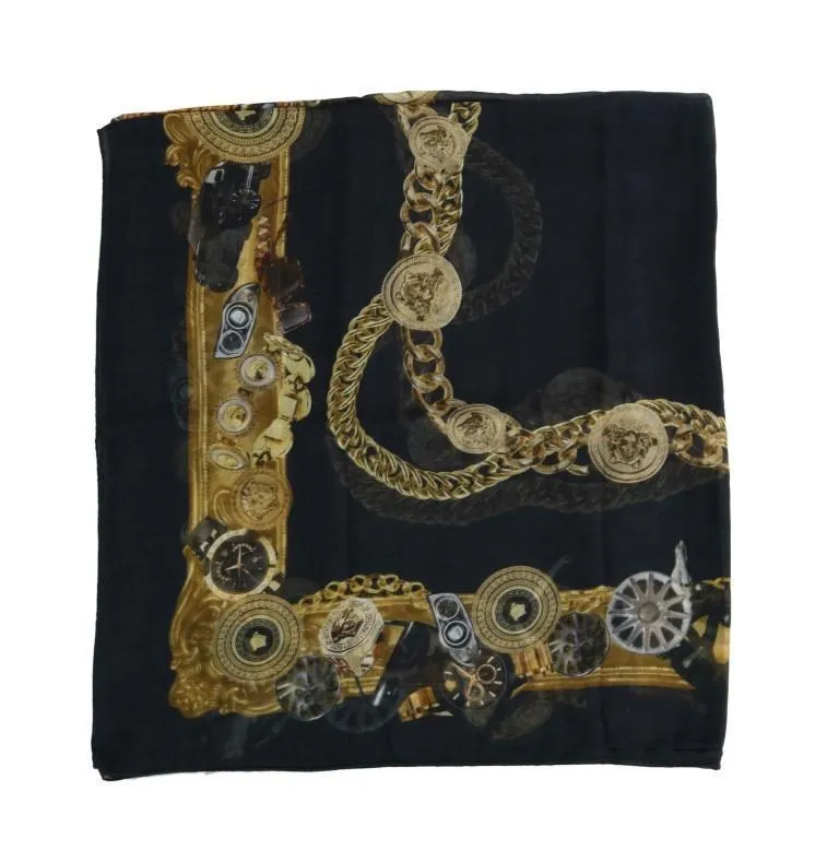 Dark Gray Cashmere Baroque Scarf