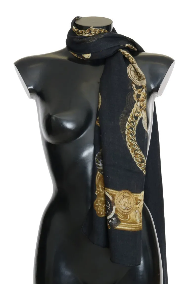 Dark Gray Cashmere Baroque Scarf