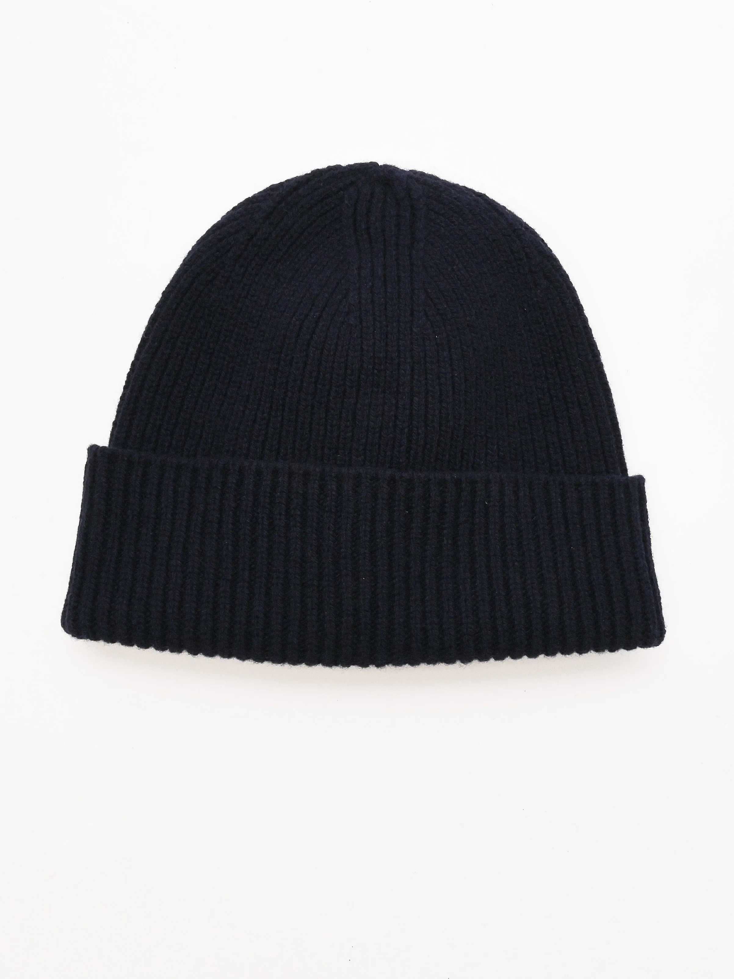 Dark Navy Cashmere Rib Beanie