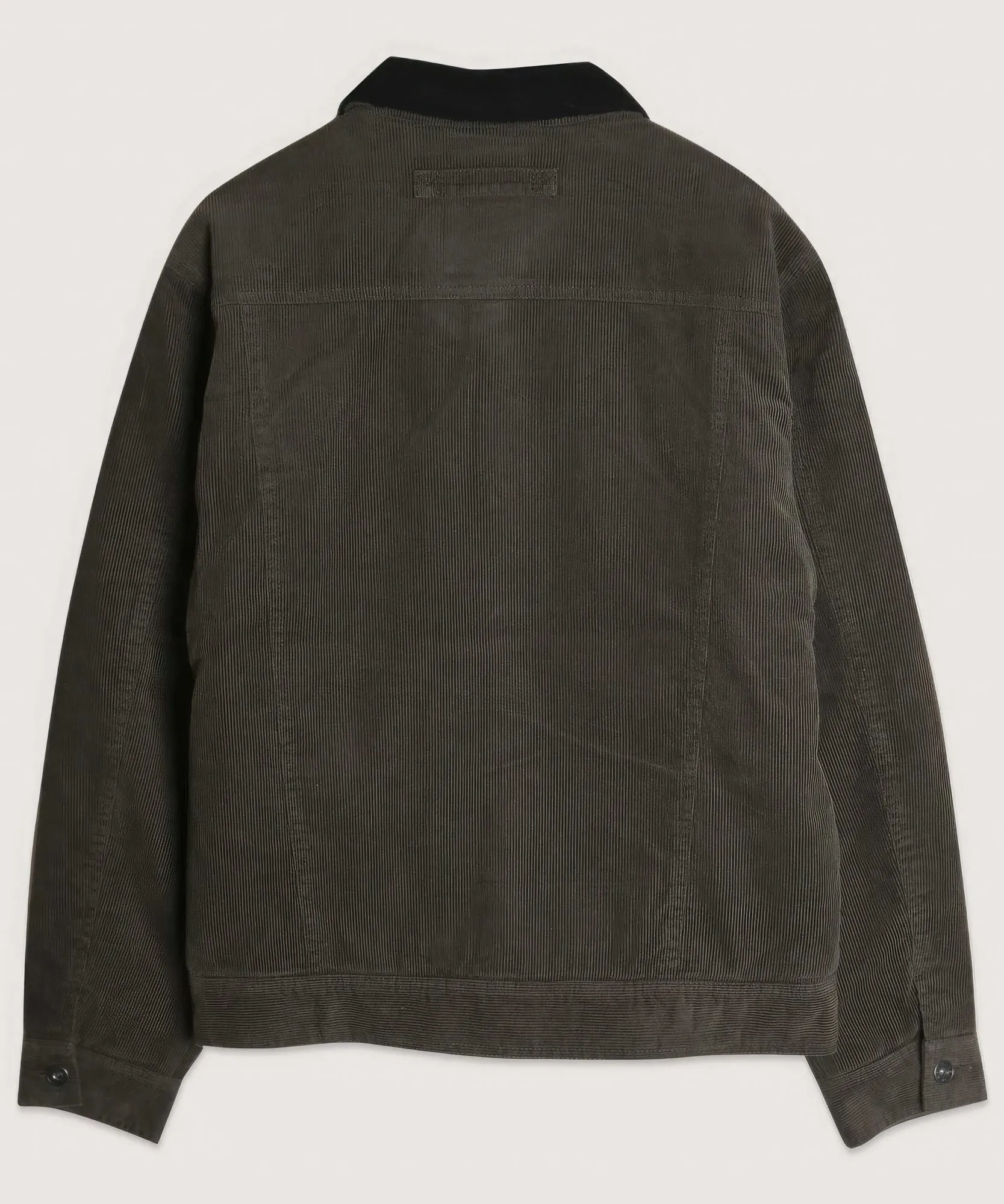 Dark Olive Green Casual Corduroy Lined Trucker Jacket