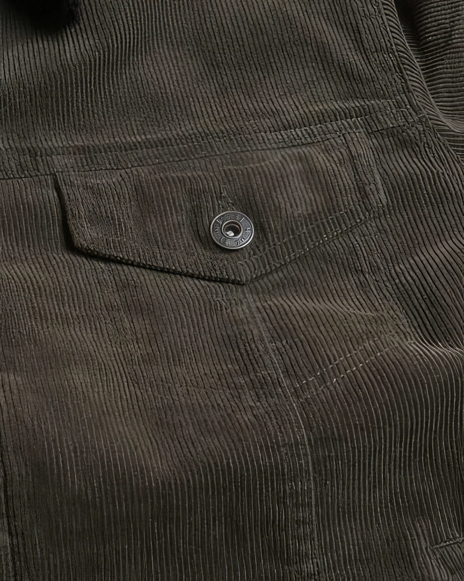 Dark Olive Green Casual Corduroy Lined Trucker Jacket