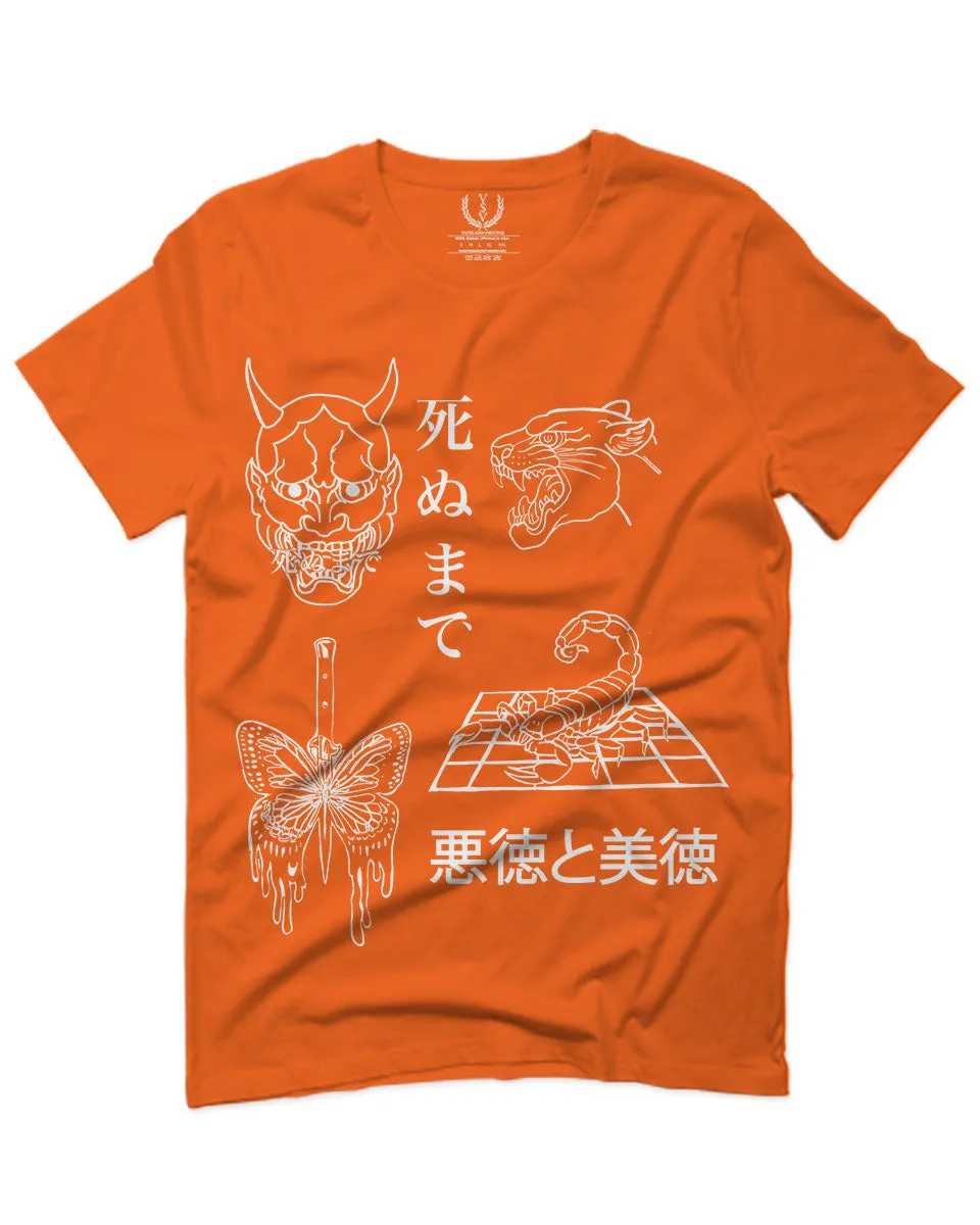 Demon Graphic Traditional Japanese Puma Scorpion Butterfly Tattoo For men T Shirt