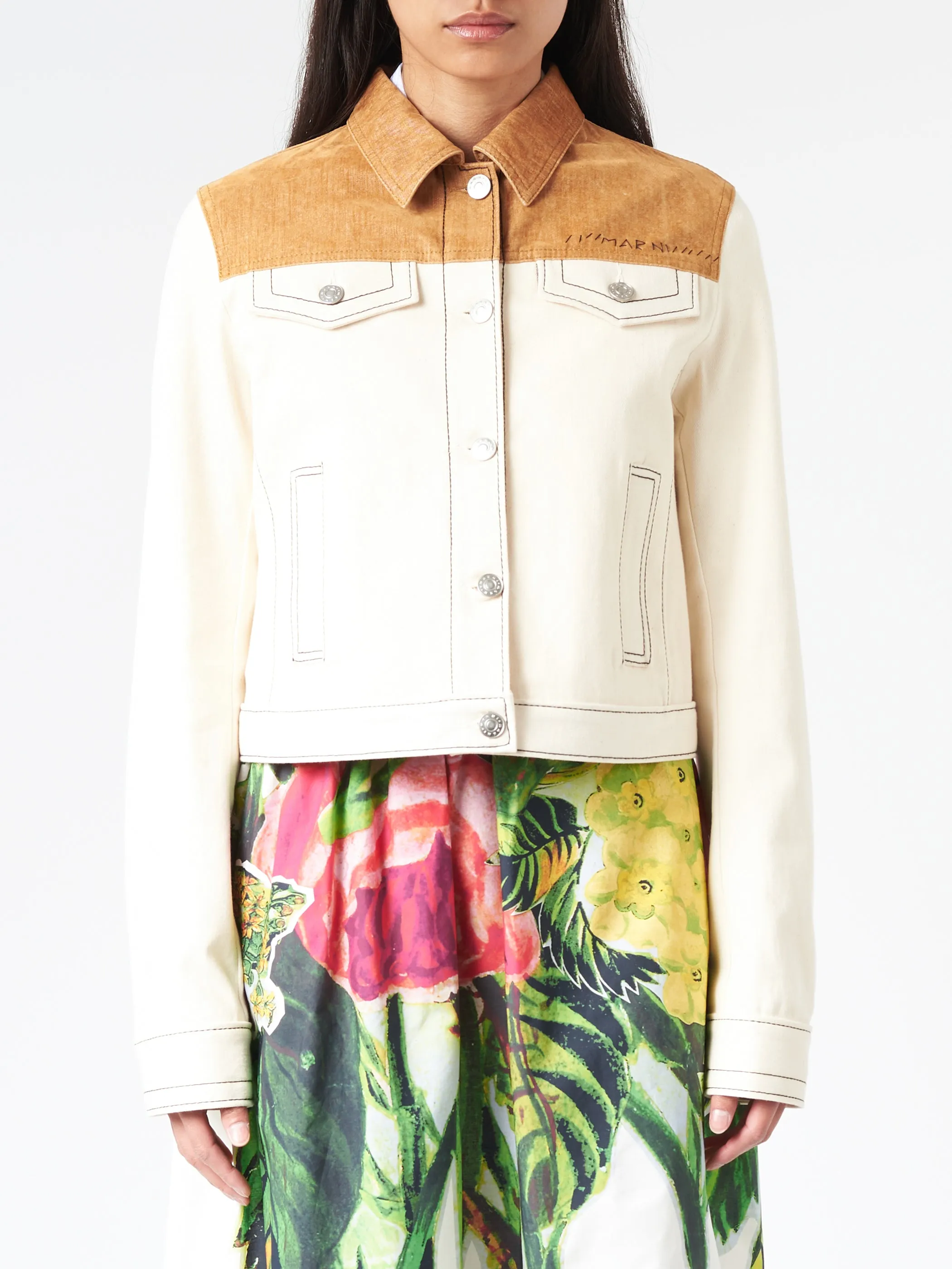 Denim Trucker Jacket with Contrast Yoke