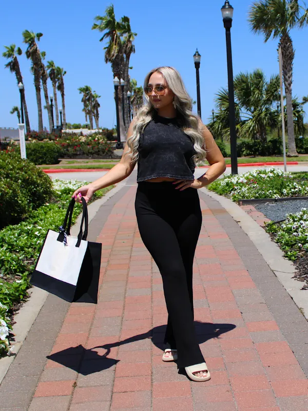 Destination Ready High Waisted Flare Pants, Black