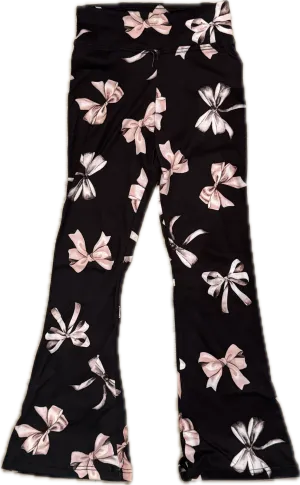 DORI CREATIONS- Pink Cream Bow Flare Pants