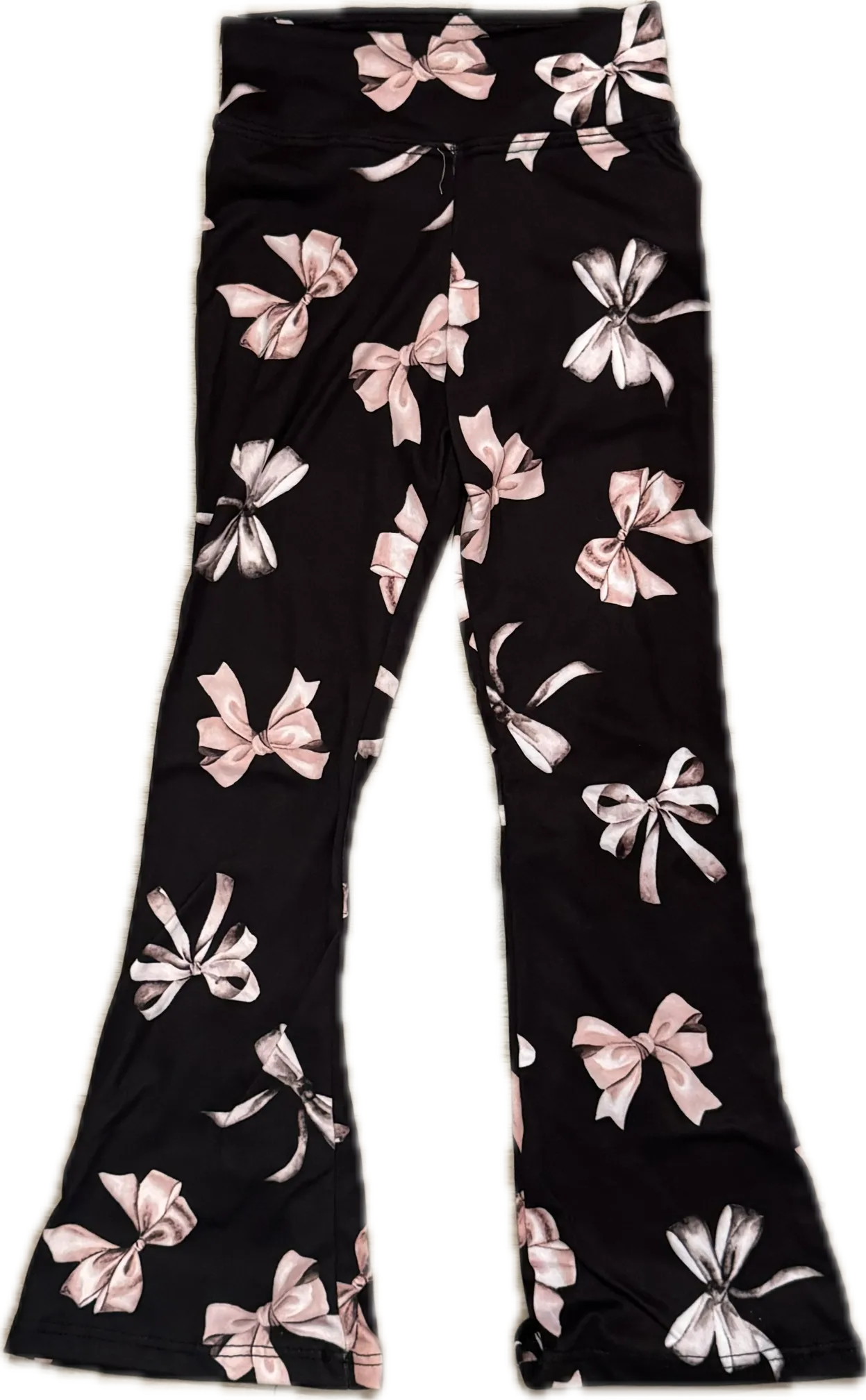 DORI CREATIONS- Pink Cream Bow Flare Pants