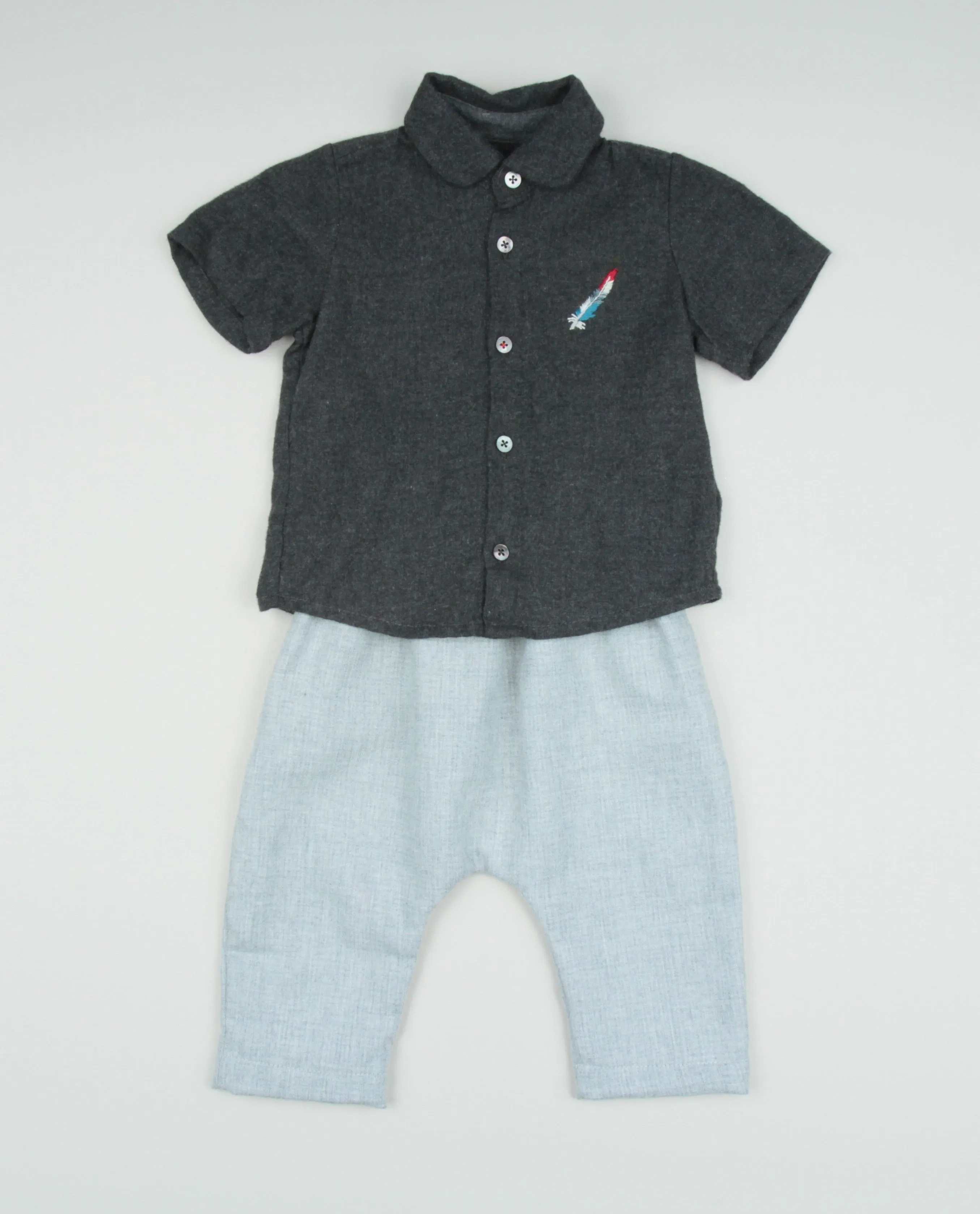 Double Face Chambray Harem Pants, Stone
