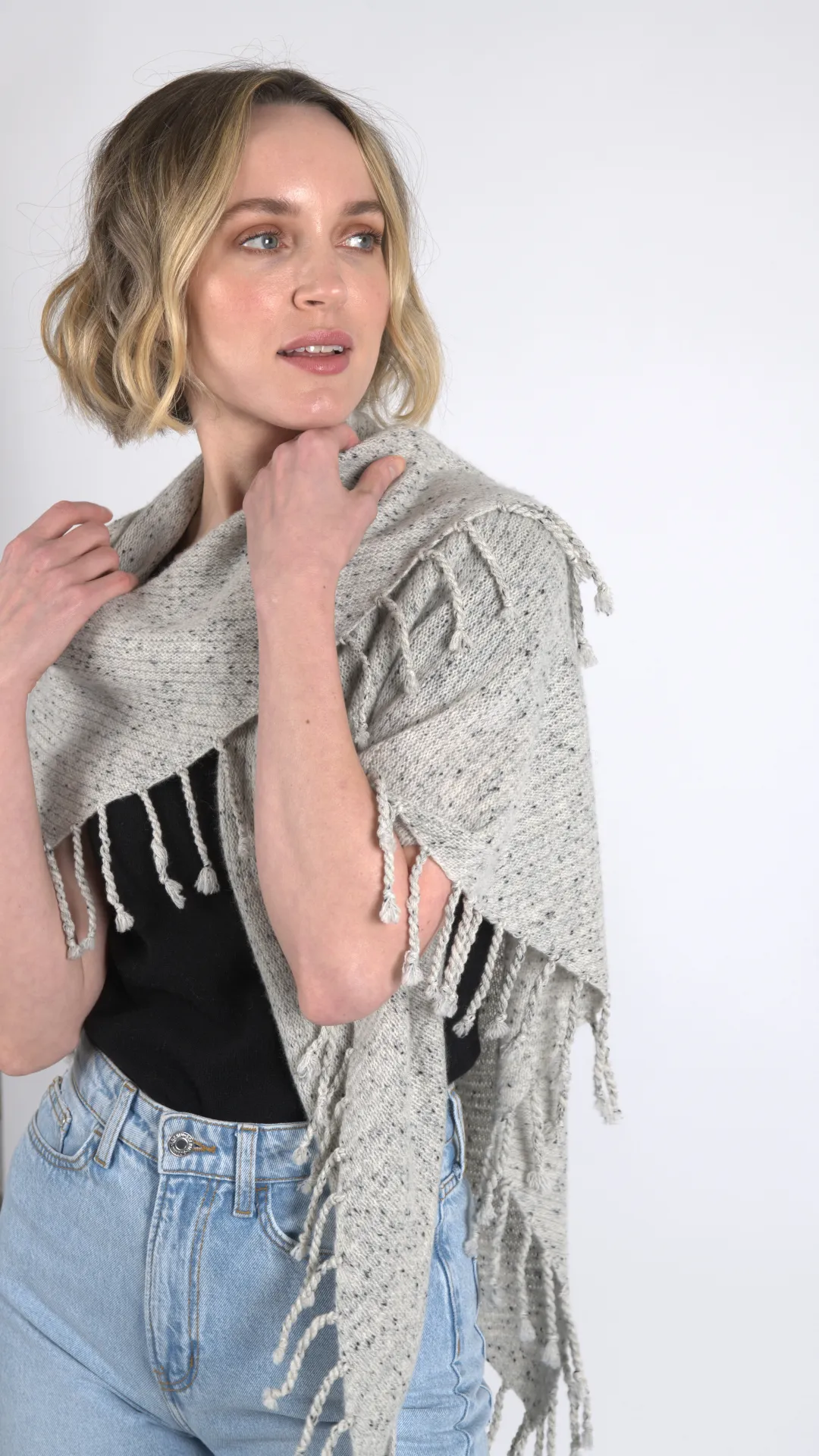 Dropped Needle Cashmere Scarf