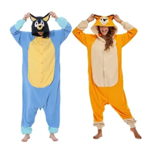 ELEIMOS Kigurumi Animal Adults Cartoon Blue Dog Onesies Pajama Halloween Costumes Cosplay Jumpsuit Christmas Gift