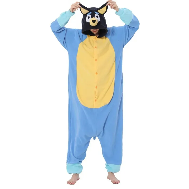 ELEIMOS Kigurumi Animal Adults Cartoon Blue Dog Onesies Pajama Halloween Costumes Cosplay Jumpsuit Christmas Gift
