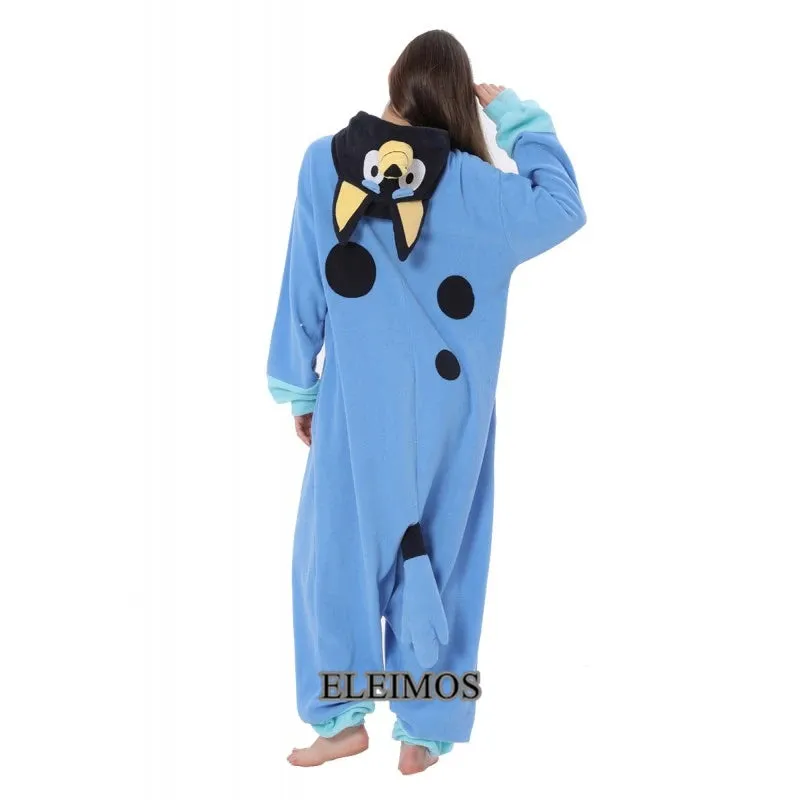 ELEIMOS Kigurumi Animal Adults Cartoon Blue Dog Onesies Pajama Halloween Costumes Cosplay Jumpsuit Christmas Gift