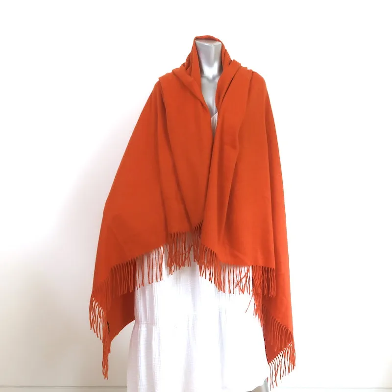 Elyse Walker Harlow Fringe Cashmere Blanket Shawl Paprika