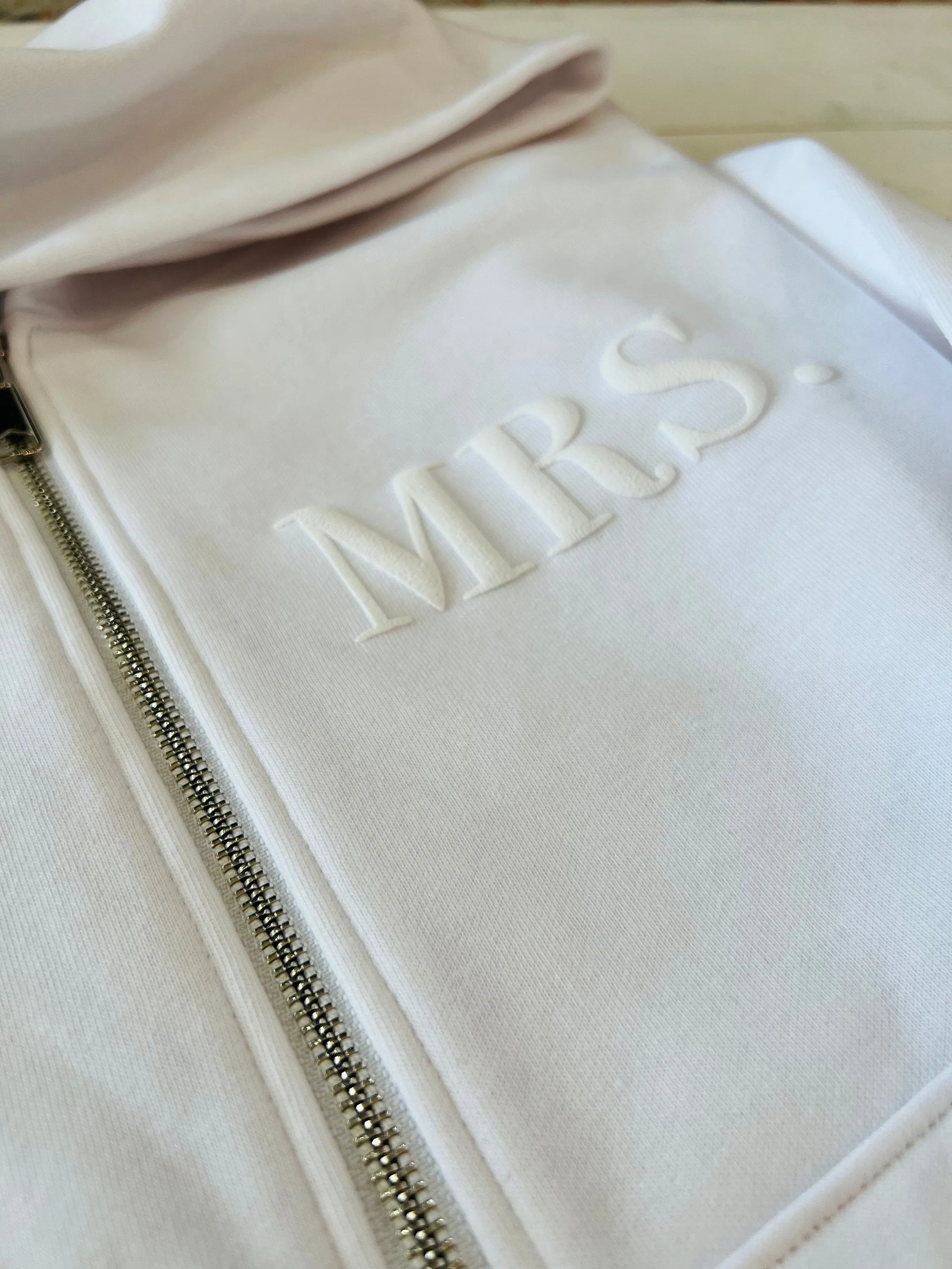 Embossed Pure White Bride Sweatsuit