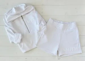 Embossed Pure White Bride Sweatsuit