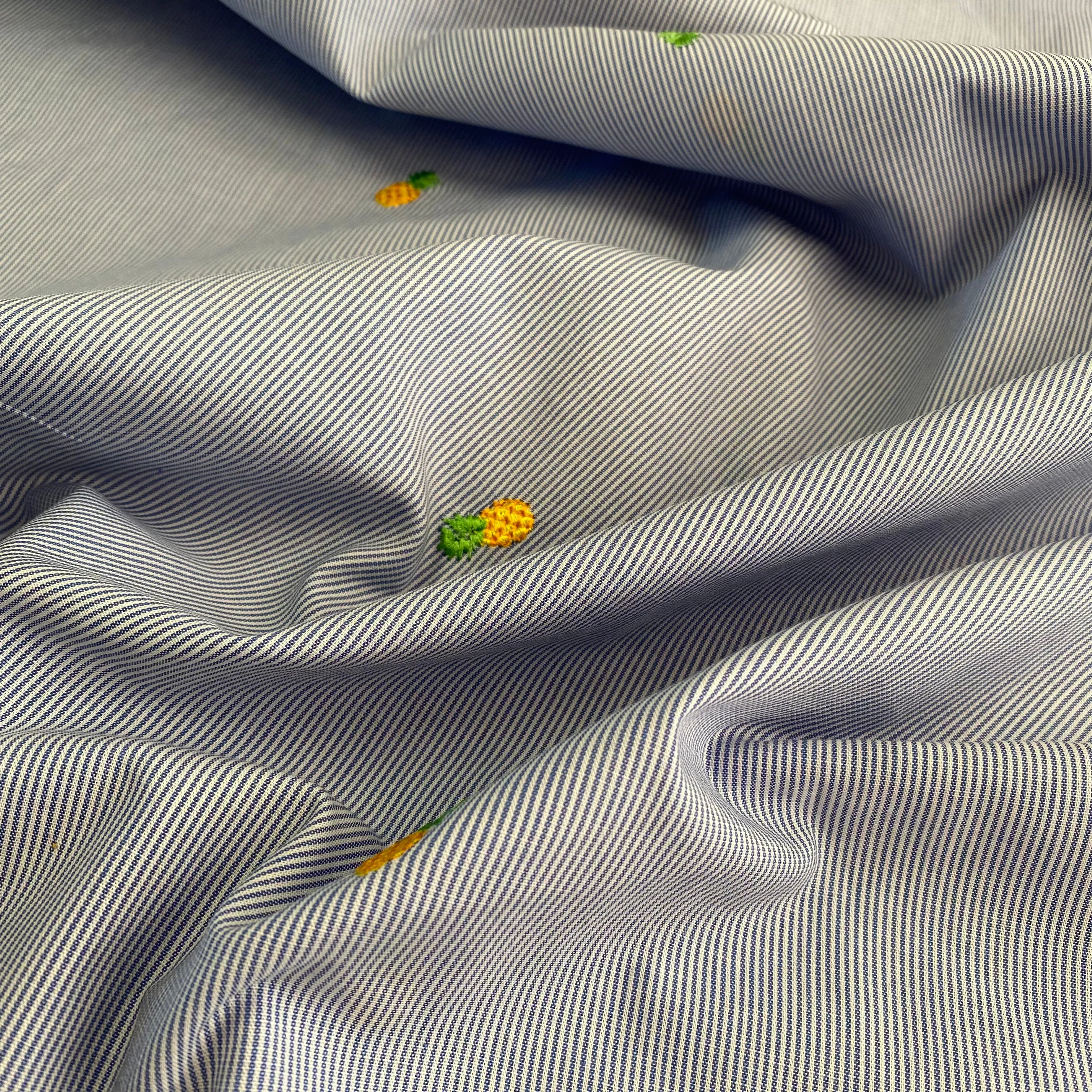 Embroidered Cotton Shirting - Pineapple