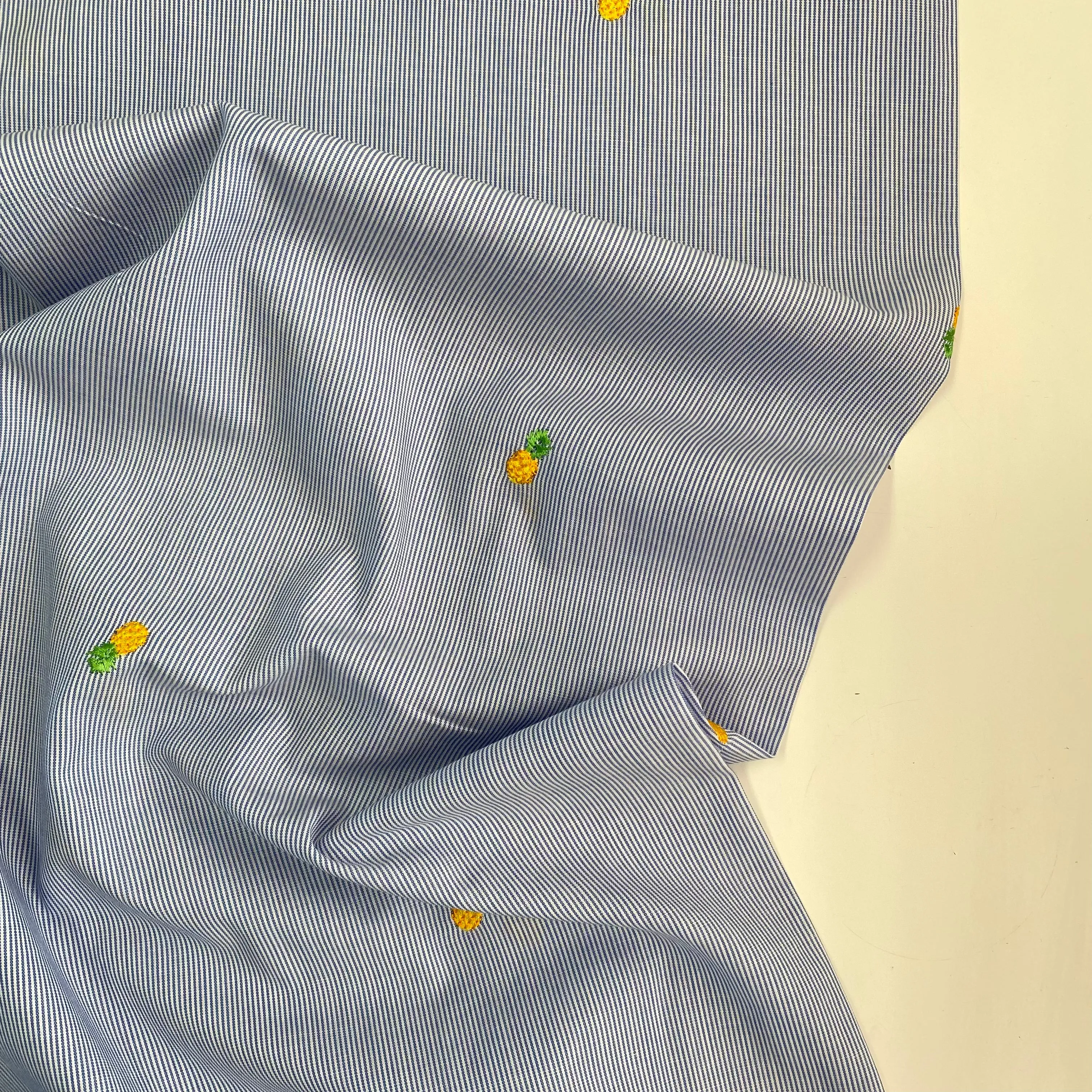 Embroidered Cotton Shirting - Pineapple