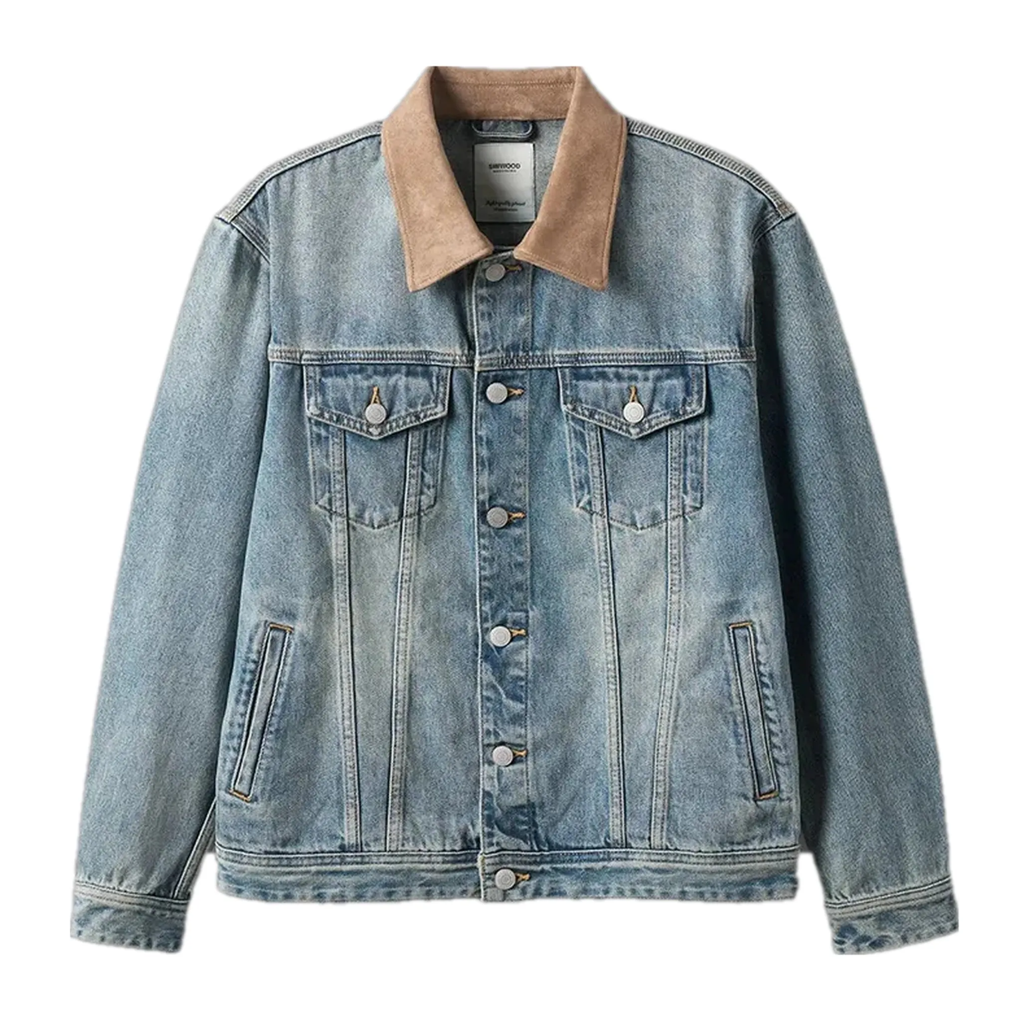 Embroidered men's jean trucker jacket