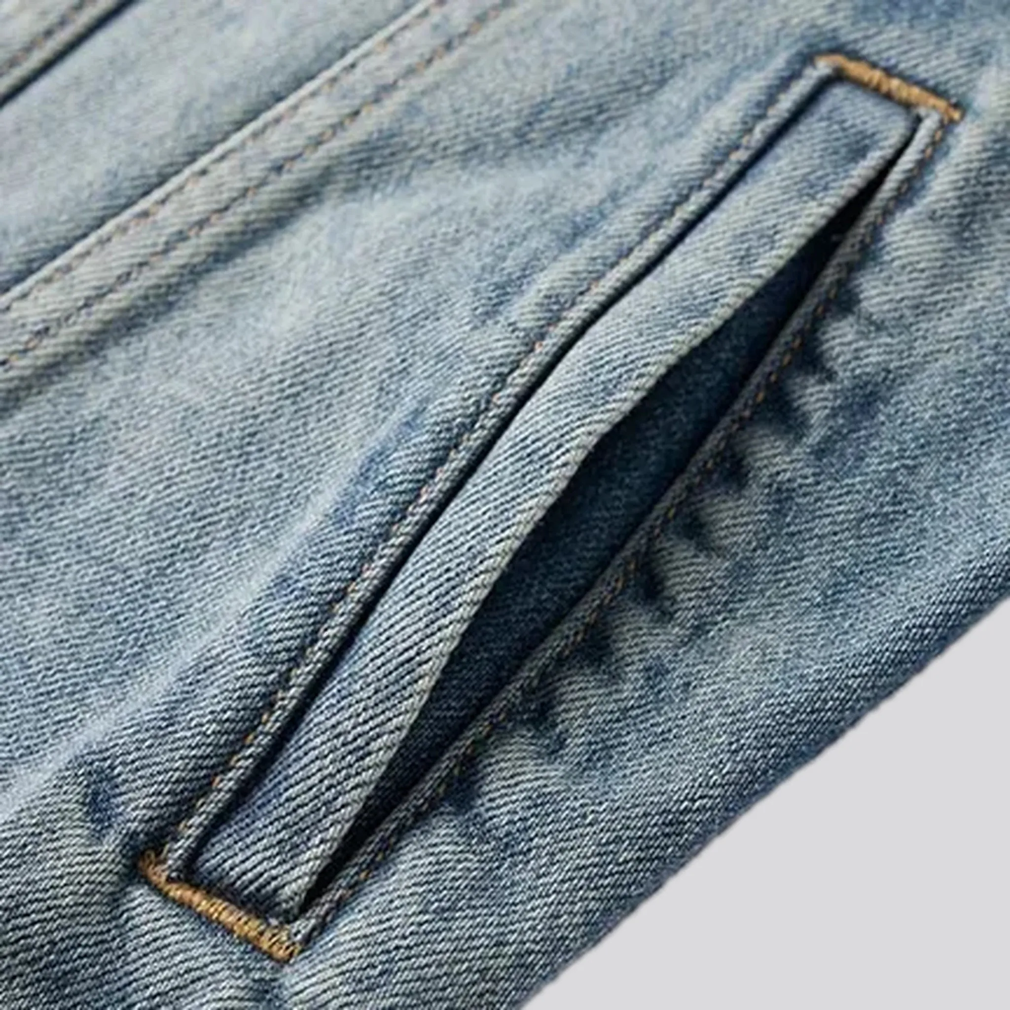 Embroidered men's jean trucker jacket