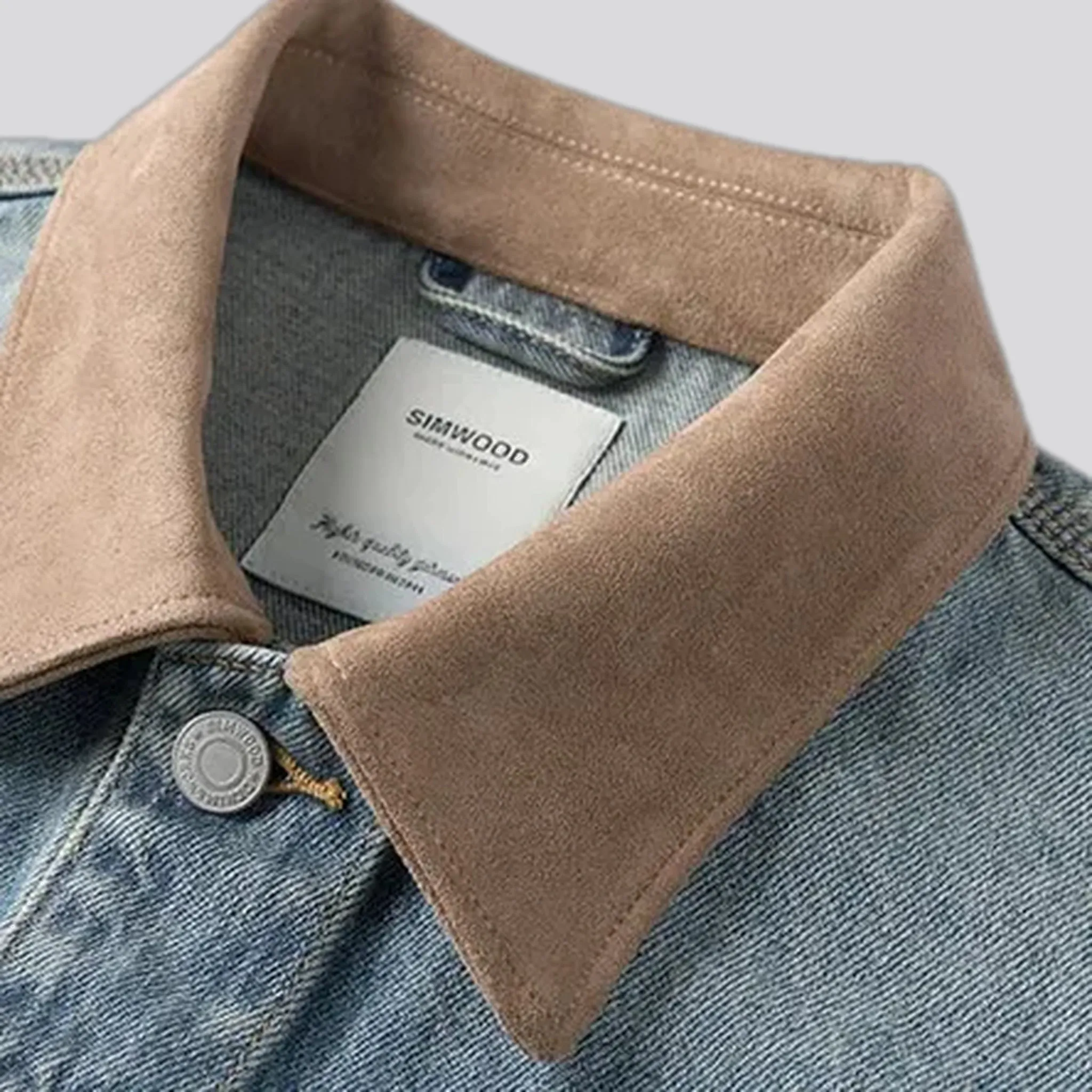 Embroidered men's jean trucker jacket