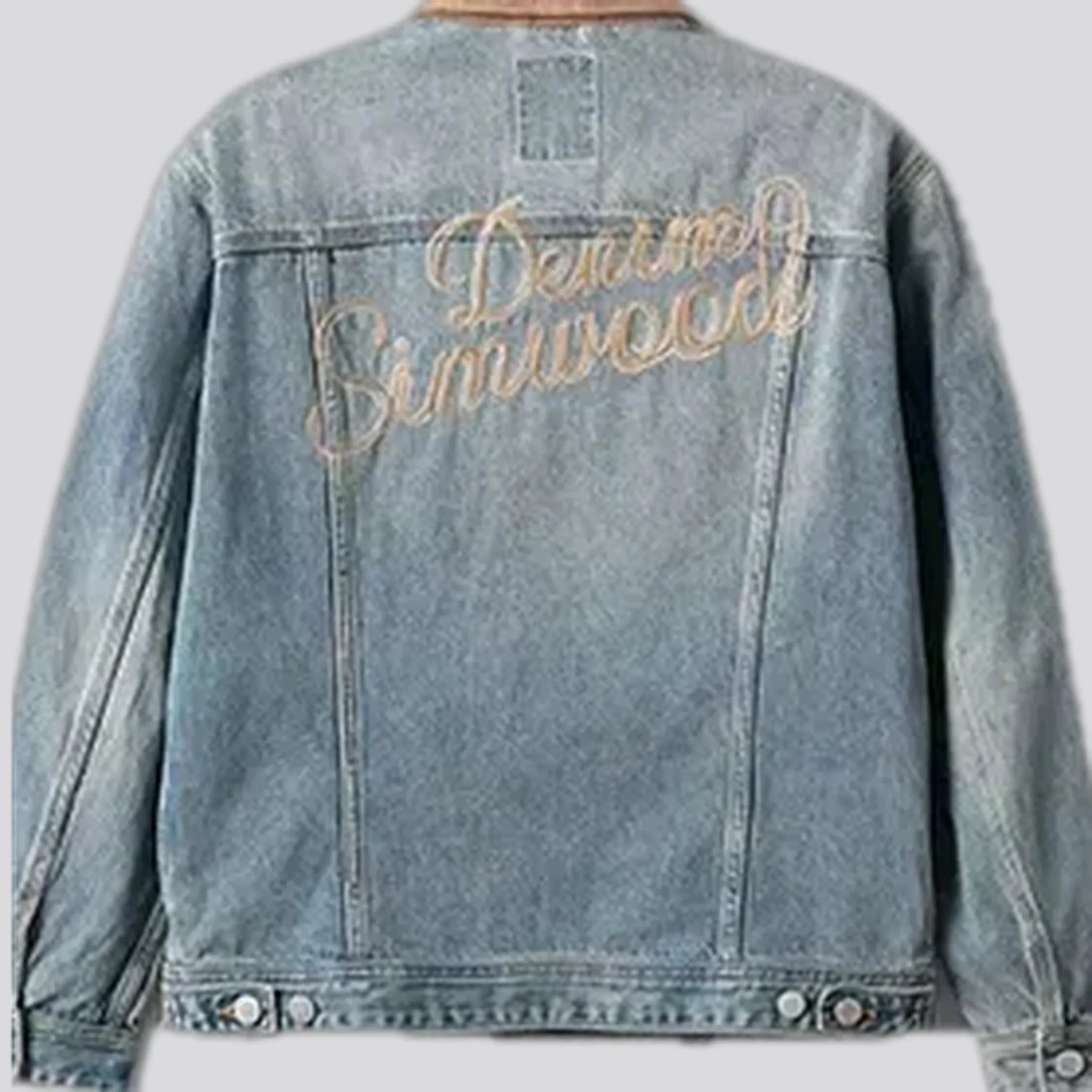 Embroidered men's jean trucker jacket
