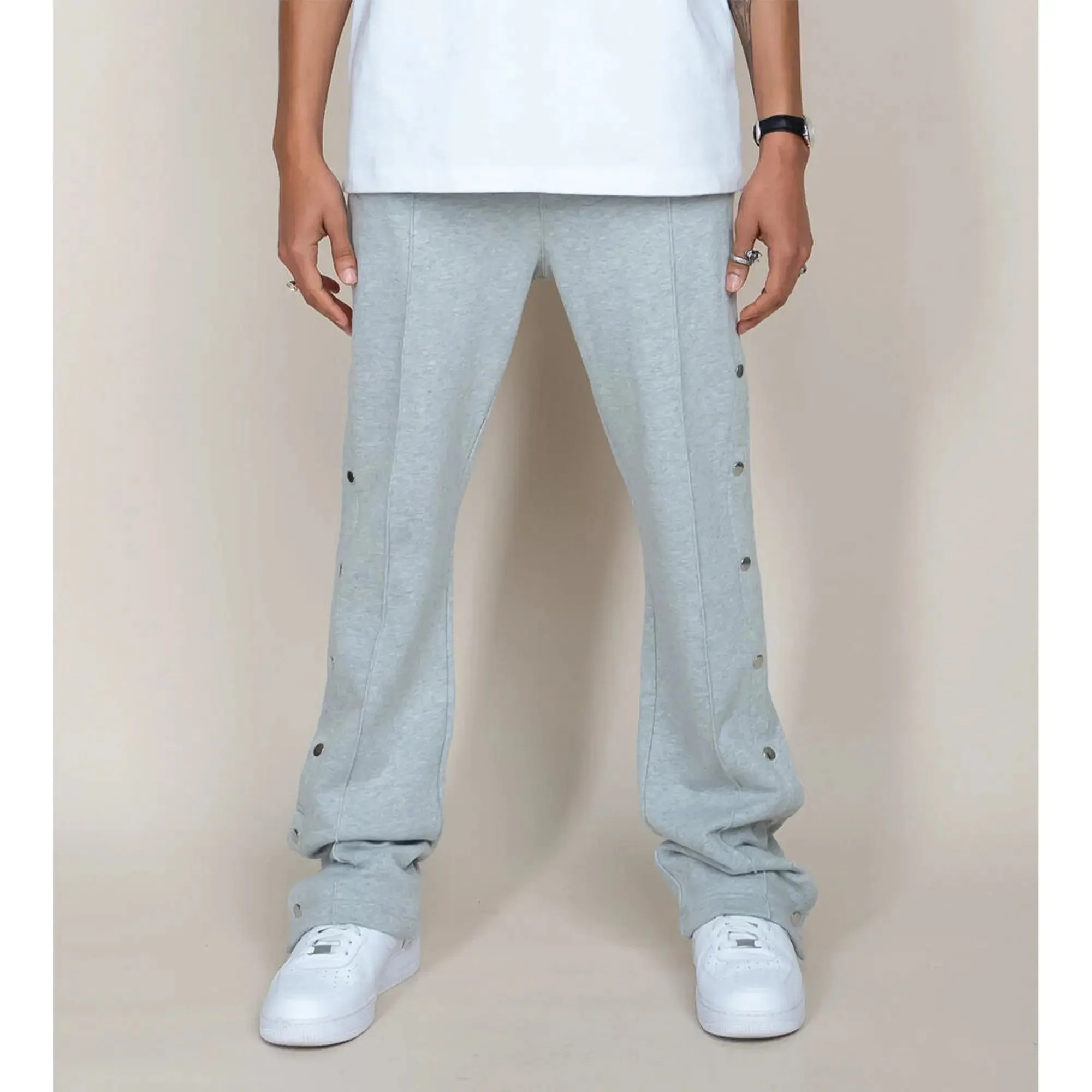 EPTM Men French Terry Snap-Flared Pants (Heather Grey)