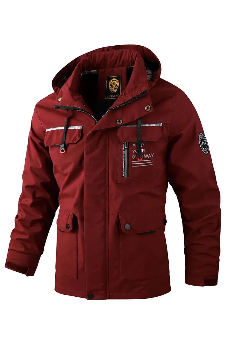 Fashion Men's Casual Windbreaker Jackets Hooded Jacket Man Waterproof Outdoor Soft Shell Winter Coat Clothing Warm Plus Size