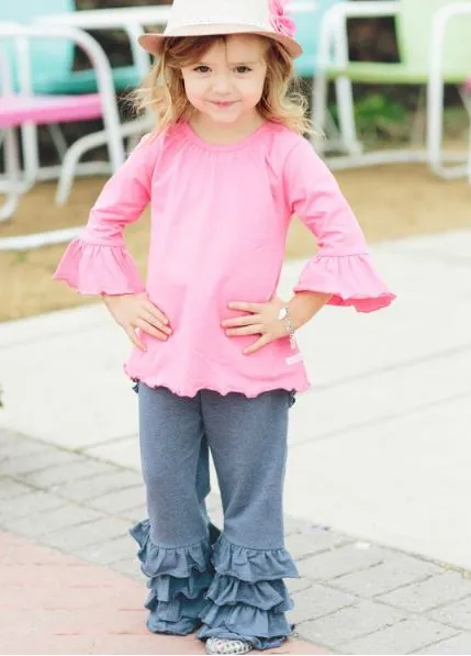 Faux Denim Fancy Flare Pants