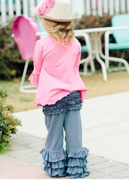 Faux Denim Fancy Flare Pants