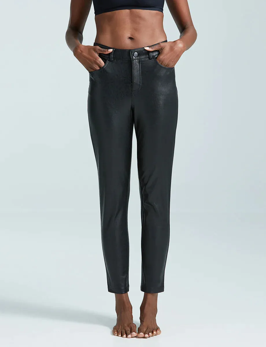 FAUX LEATHER FIVE POCKET PANT