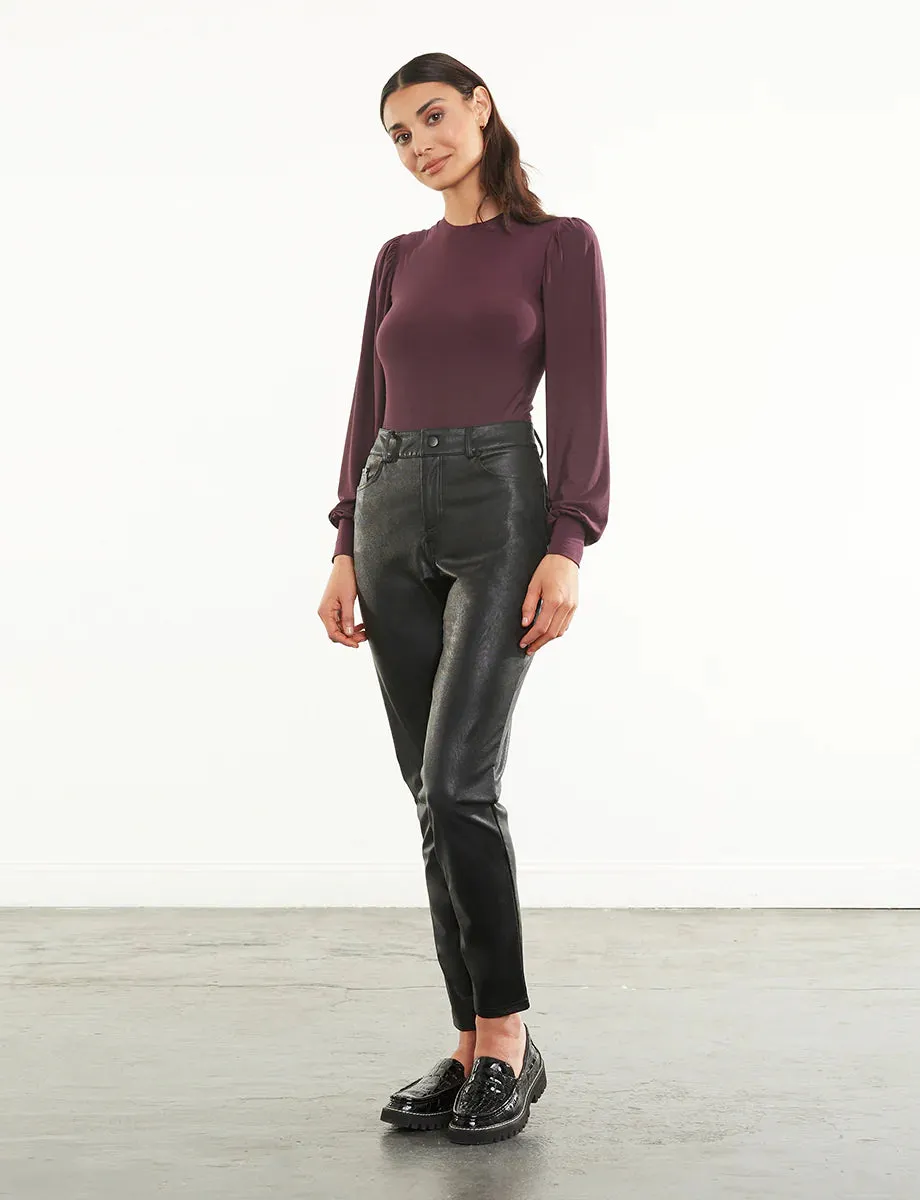 FAUX LEATHER FIVE POCKET PANT