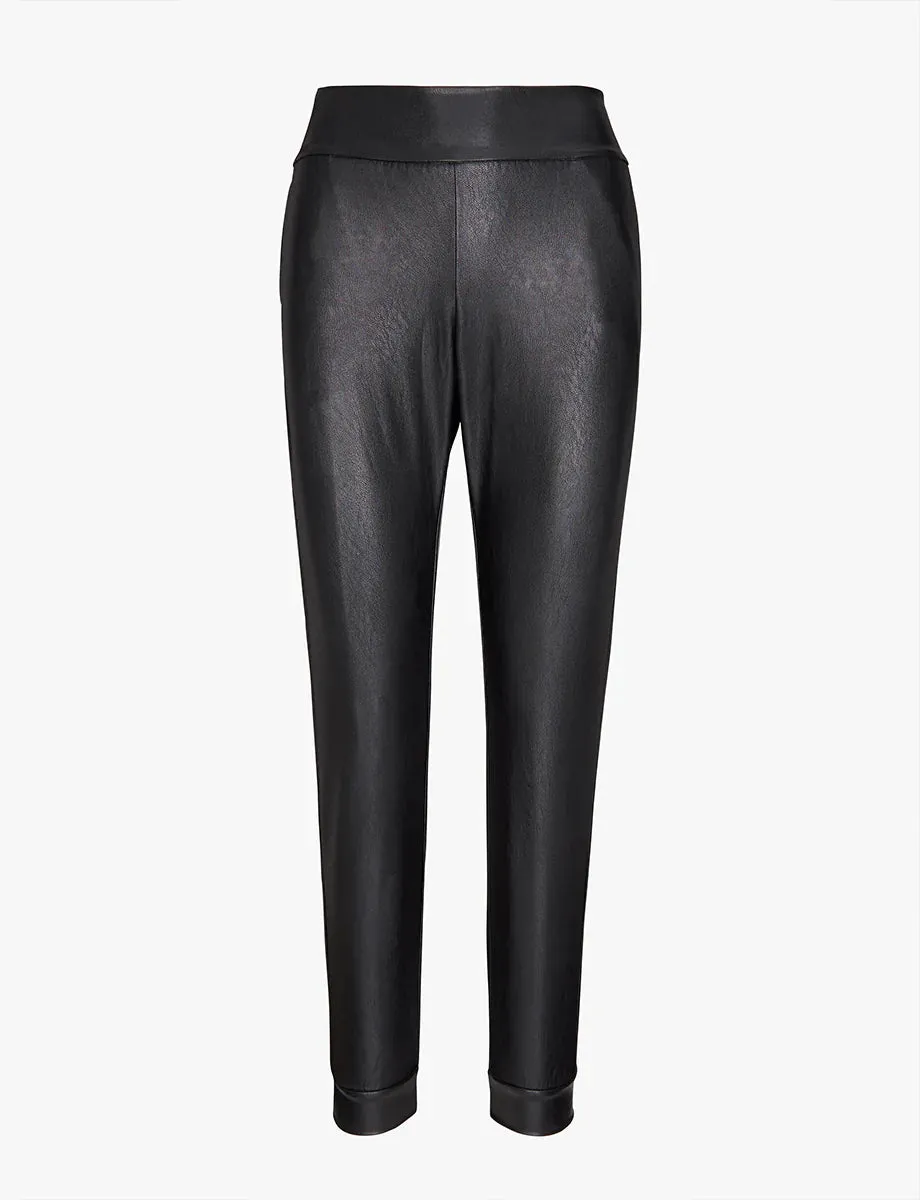 FAUX LEATHER JOGGER BLACK