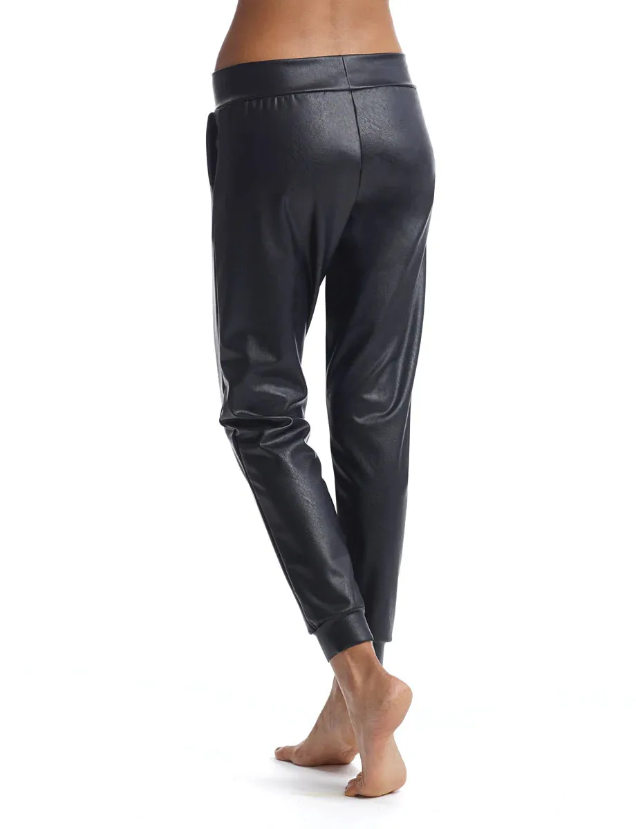 FAUX LEATHER JOGGER BLACK
