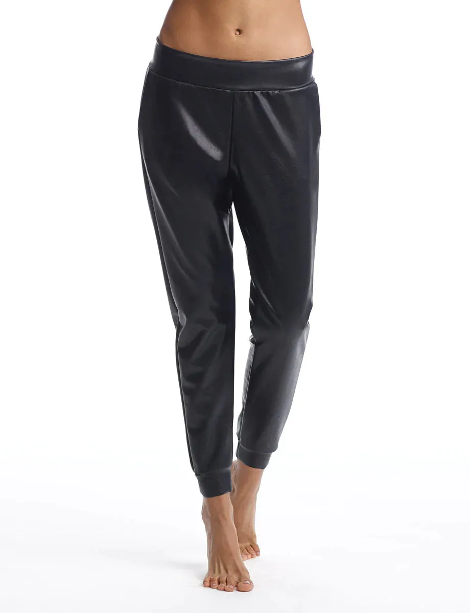 FAUX LEATHER JOGGER BLACK